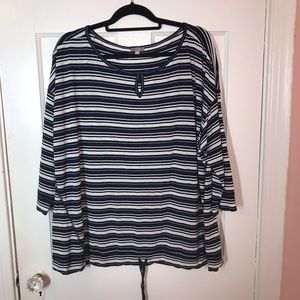 T by Talbots - 3x navy/white stripe blouse